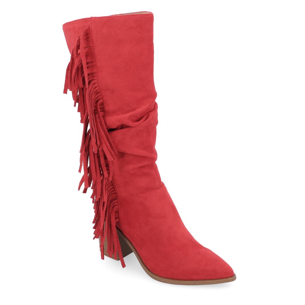 WOMENS HARTLY FRINGED WIDE CALF DRESS BOOT