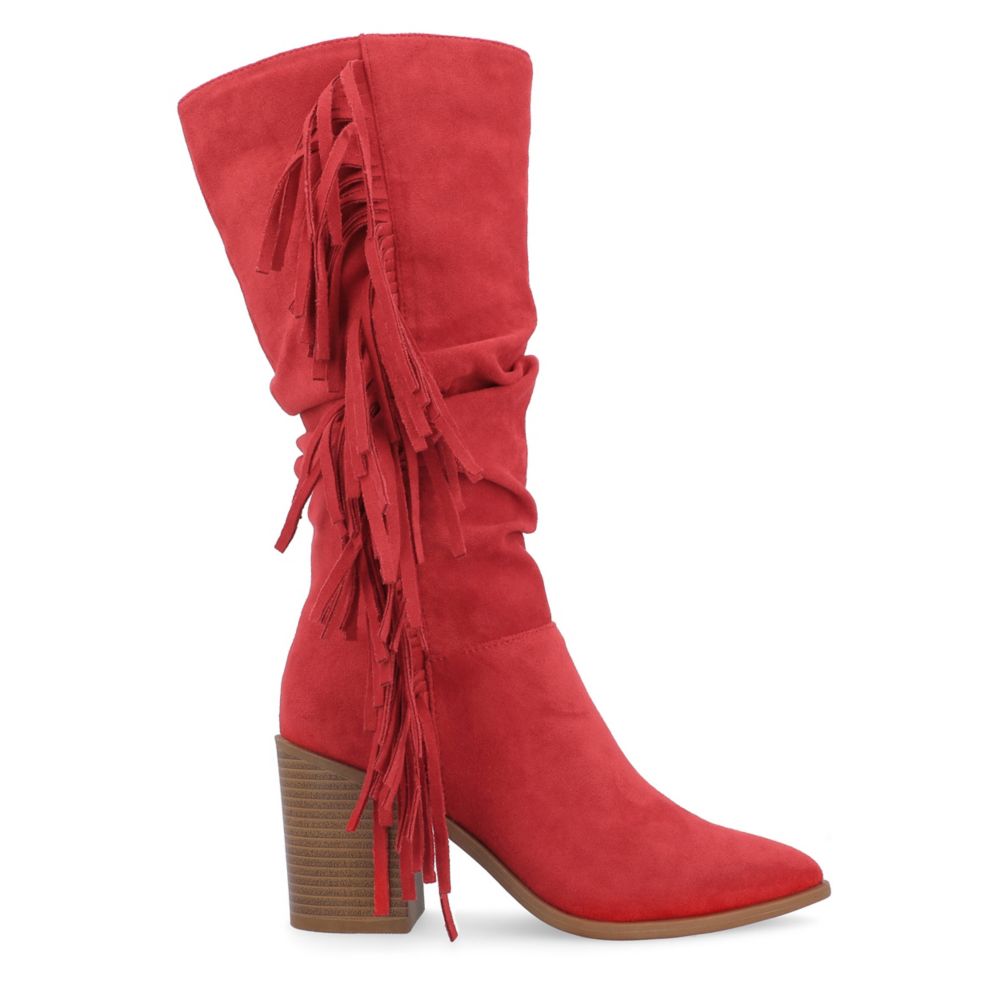 WOMENS HARTLY FRINGED WIDE CALF DRESS BOOT