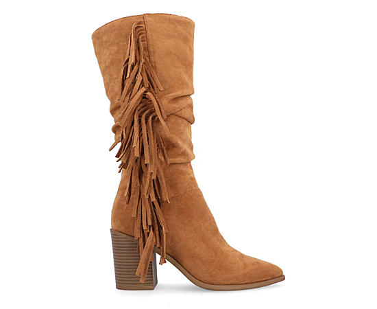 WOMENS HARTLY FRINGED EXTRA WIDE CALF DRESS BOOT