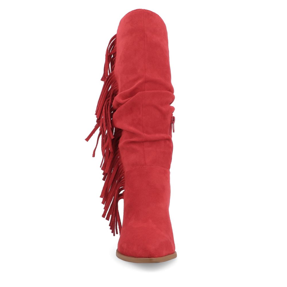 Womens wide calf hot sale fringe boots