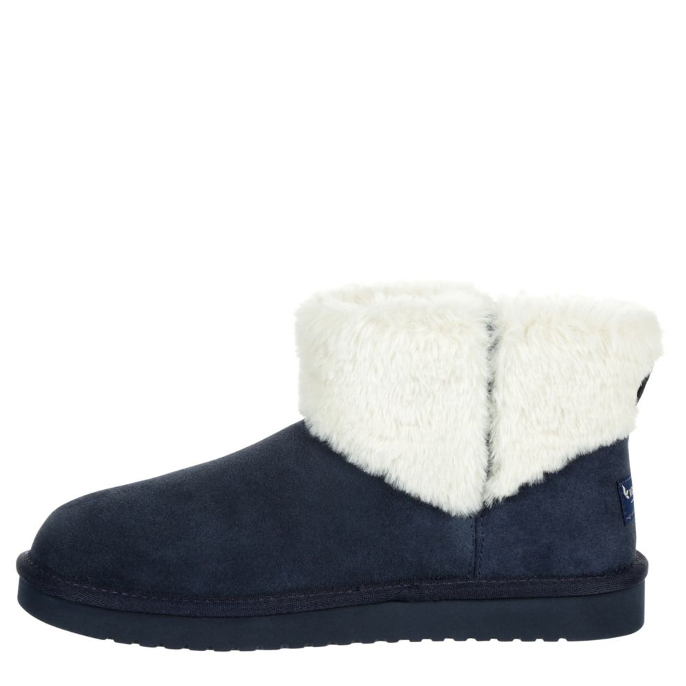 WOMENS AUBREI MINI FUR BOOT DARK BLUE