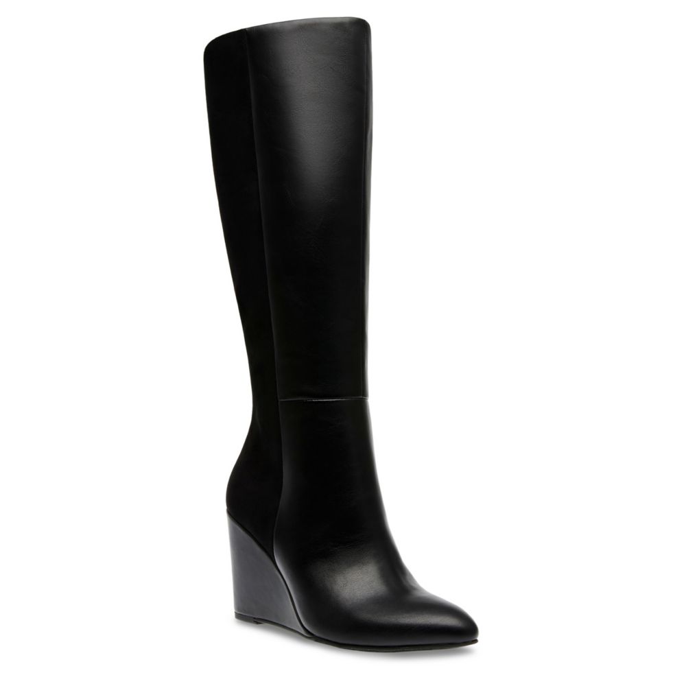 Tall black cheap wedge boots