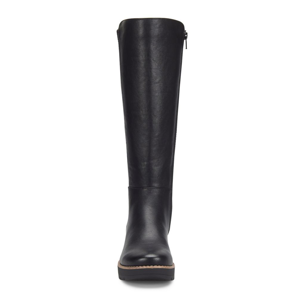 Womens tall black wedge 2024 boots