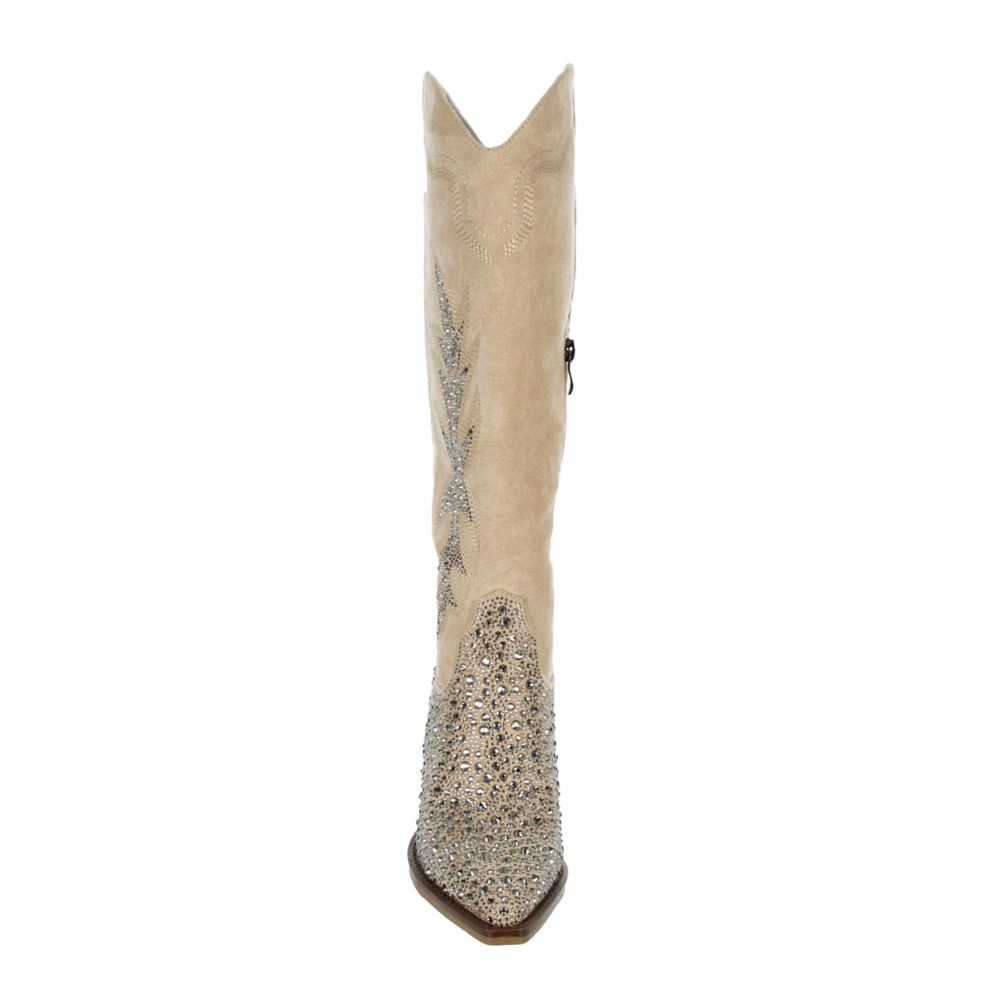 WOMENS APPLE WIDE CALF WESTERN BOOT - TAN