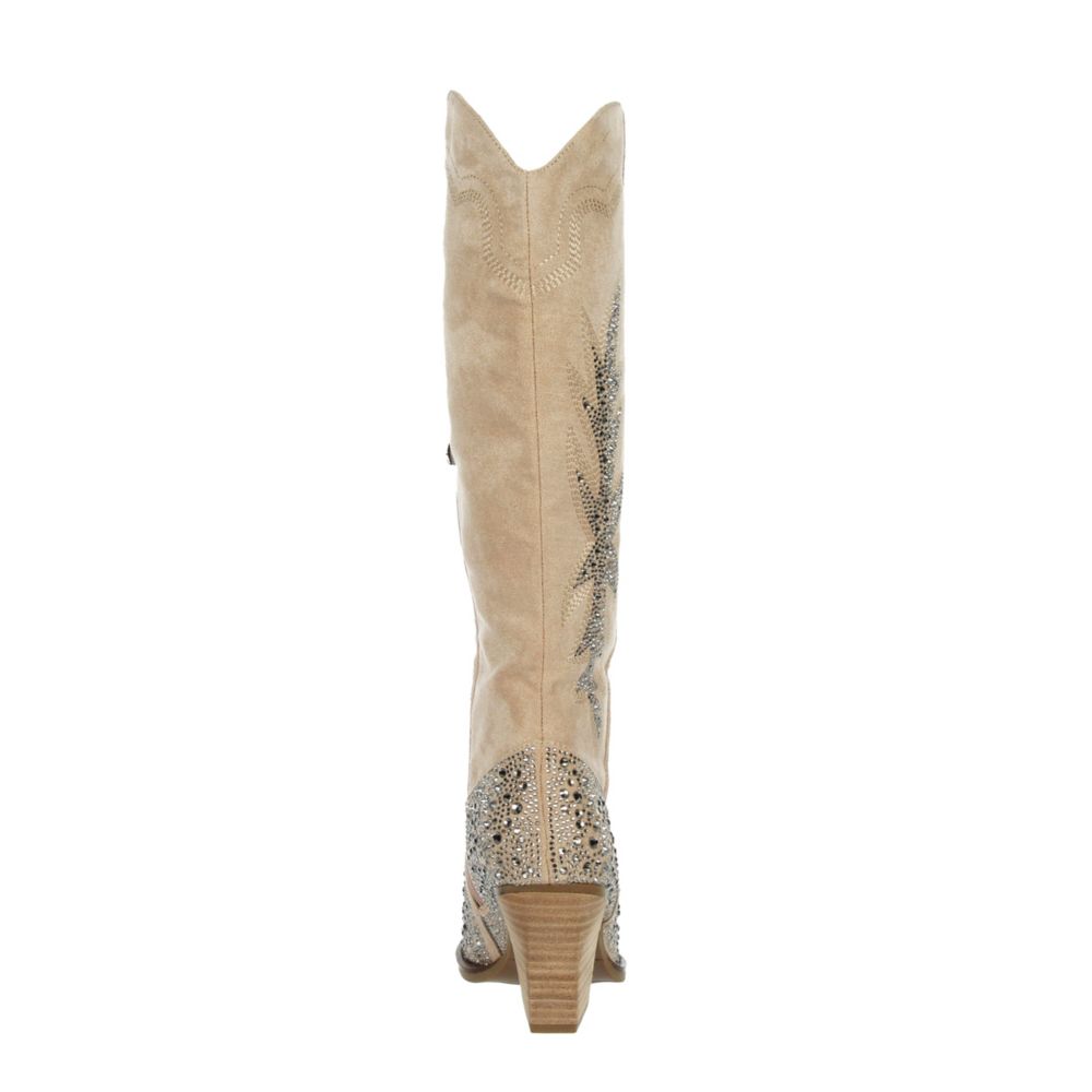 WOMENS APPLE WIDE CALF WESTERN BOOT - TAN