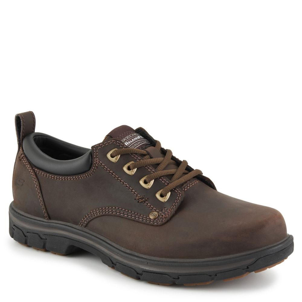 skechers men's brown leather shoe