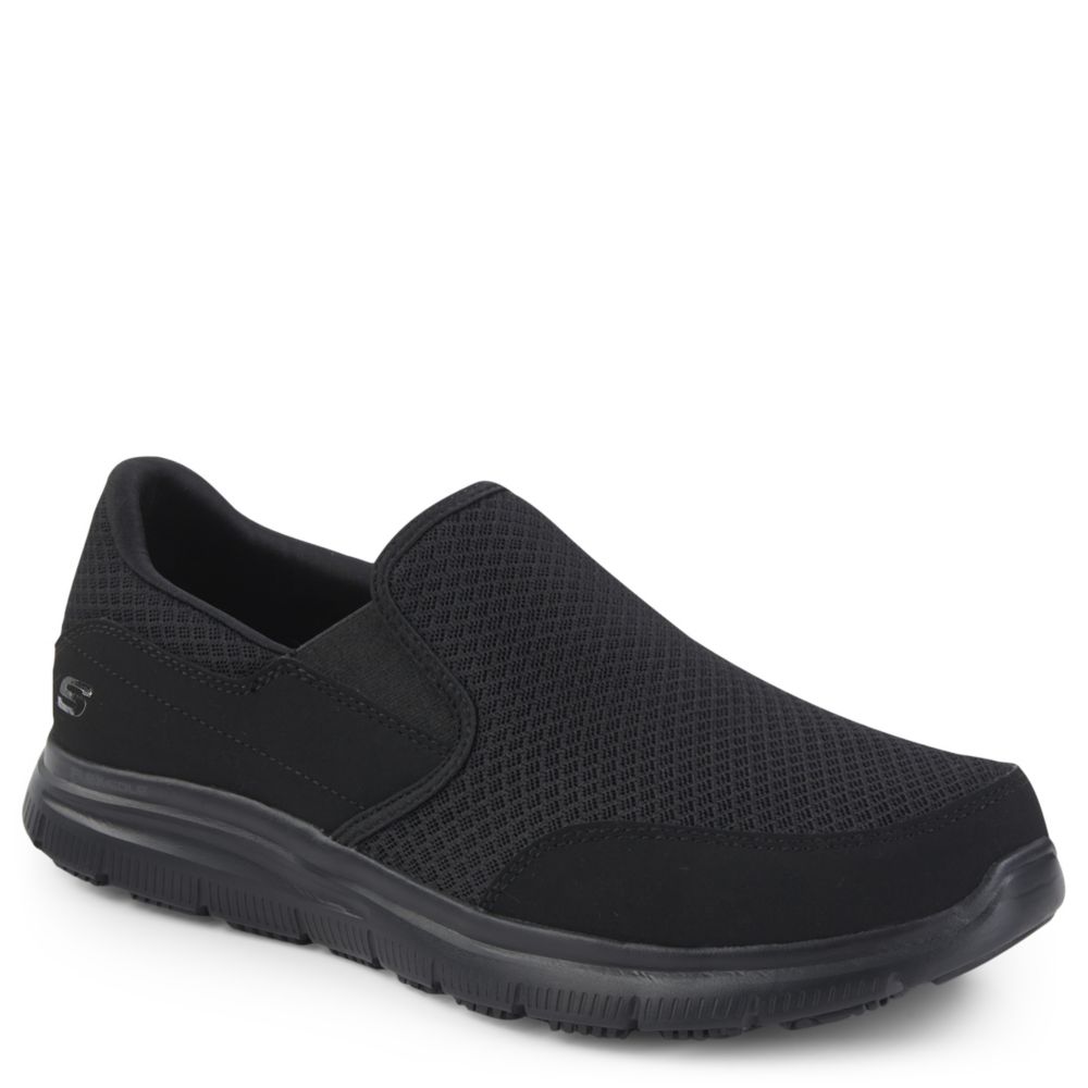 skechers black slip on mens