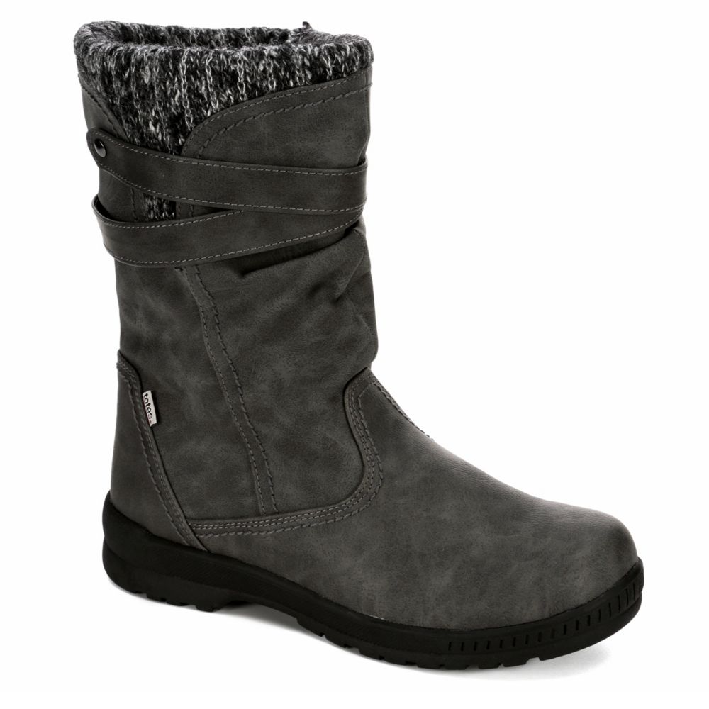 totes black and white boots