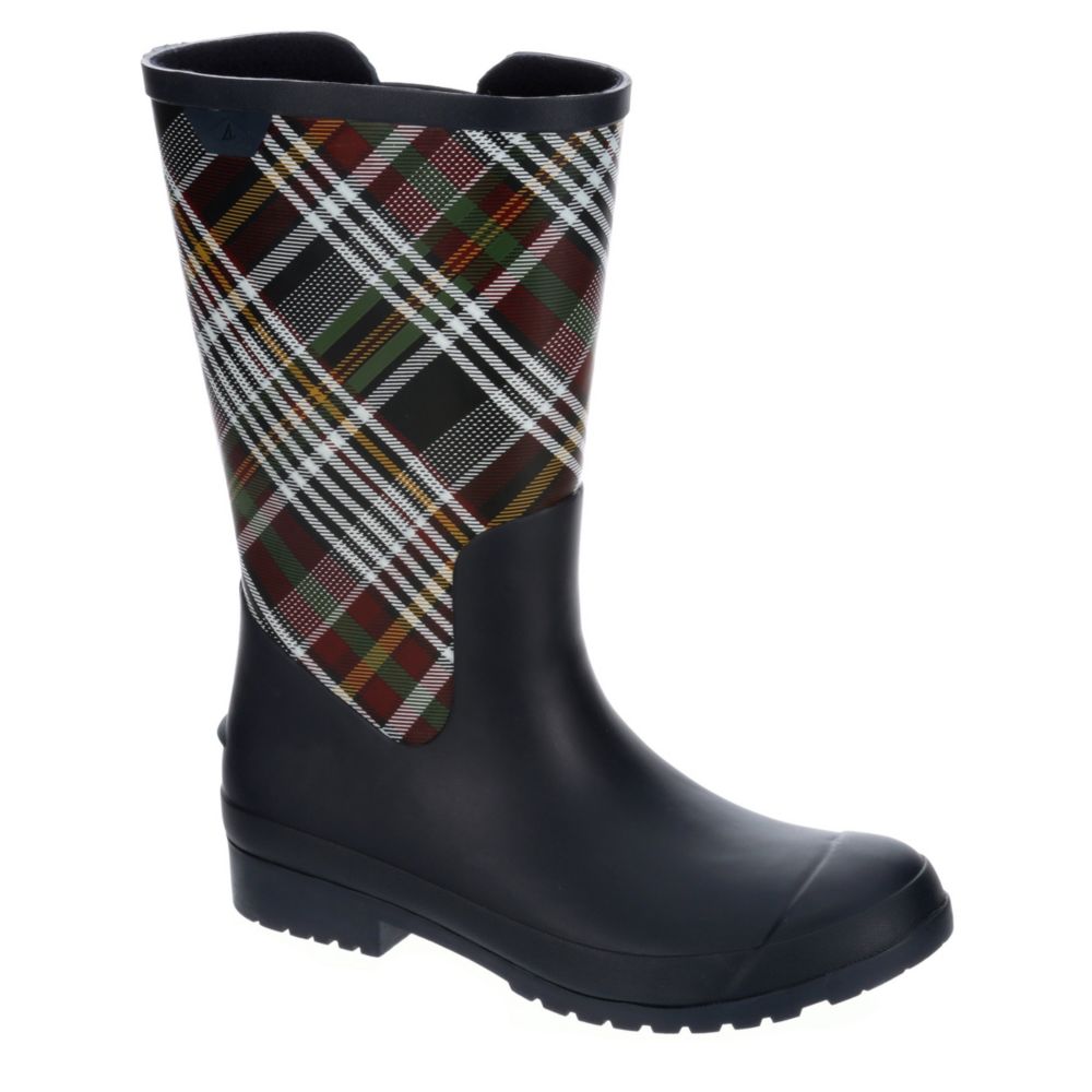 sperry plaid rain boots