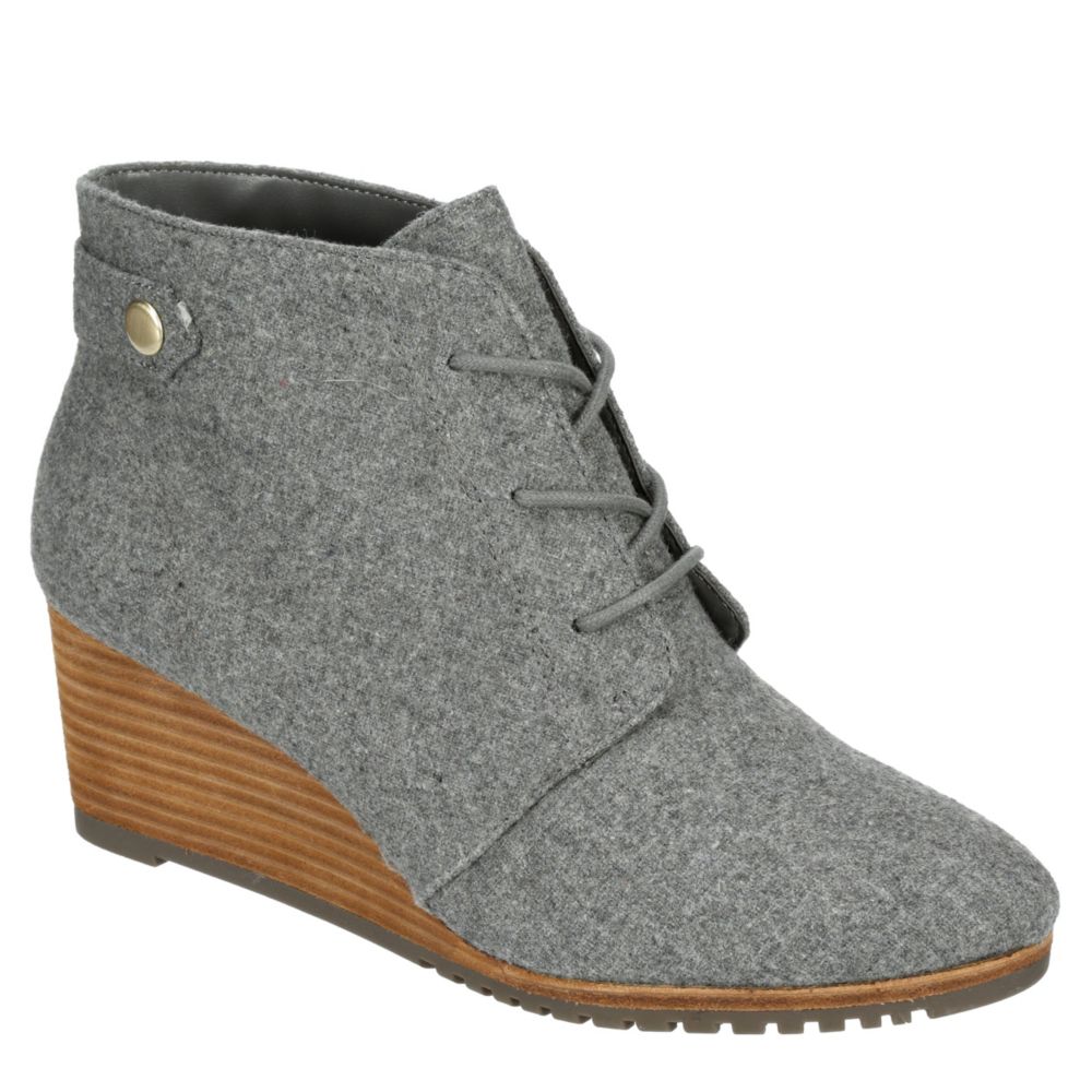 womens grey wedge booties