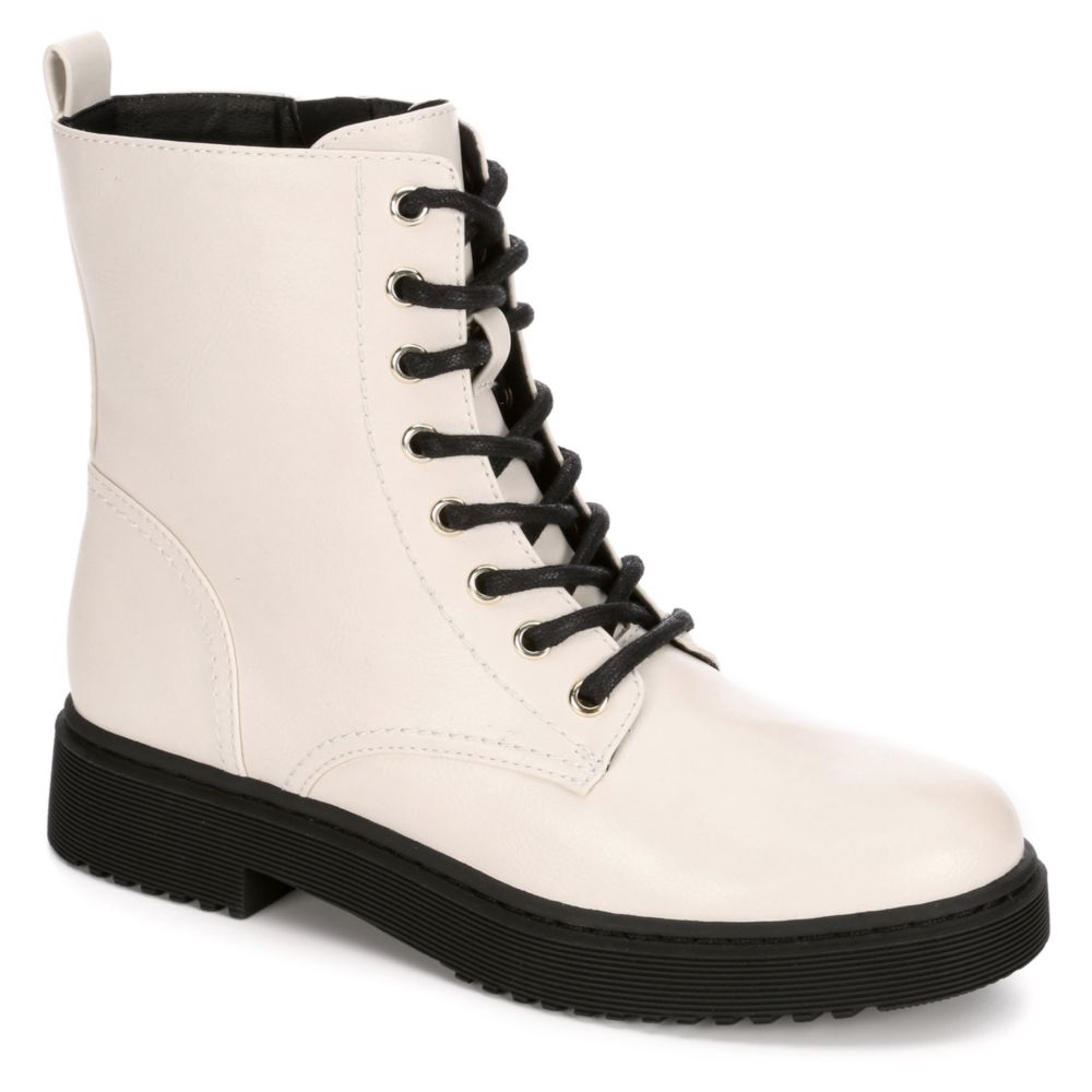 all white combat boots