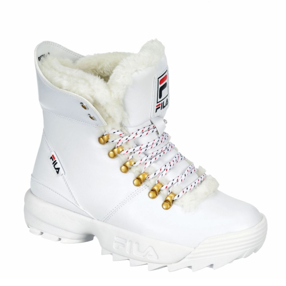 all white fila boots