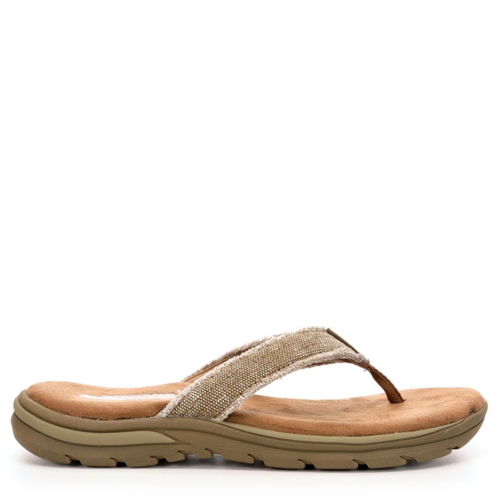 Tan Mens Bosnia Flip Flop Sandal, Skechers