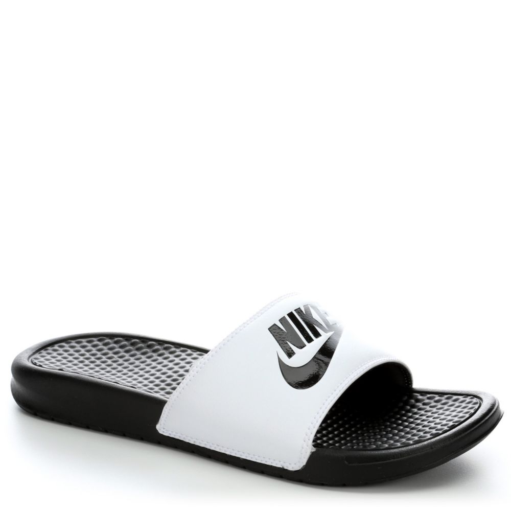 nike slides black and white