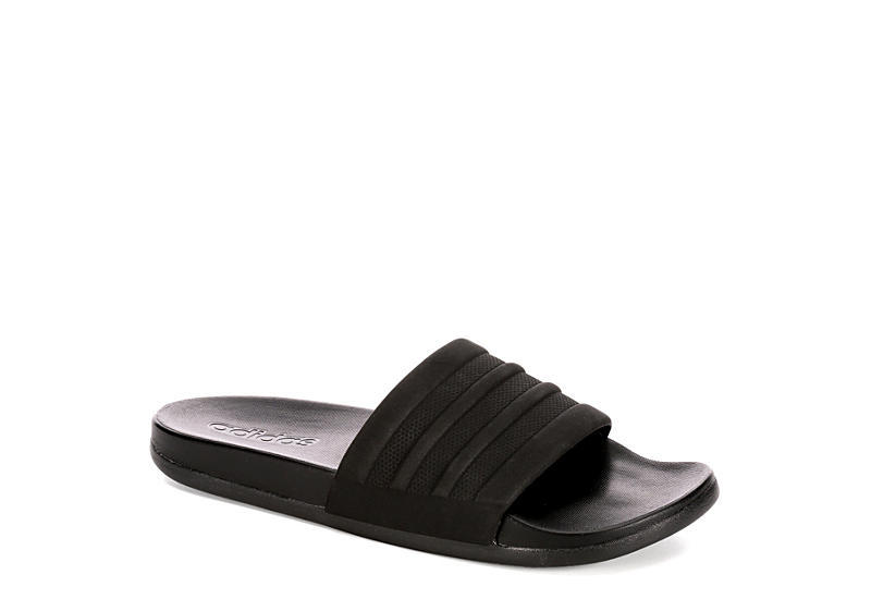 BLACK ADIDAS Mens Adilette Mono Slide Sandal