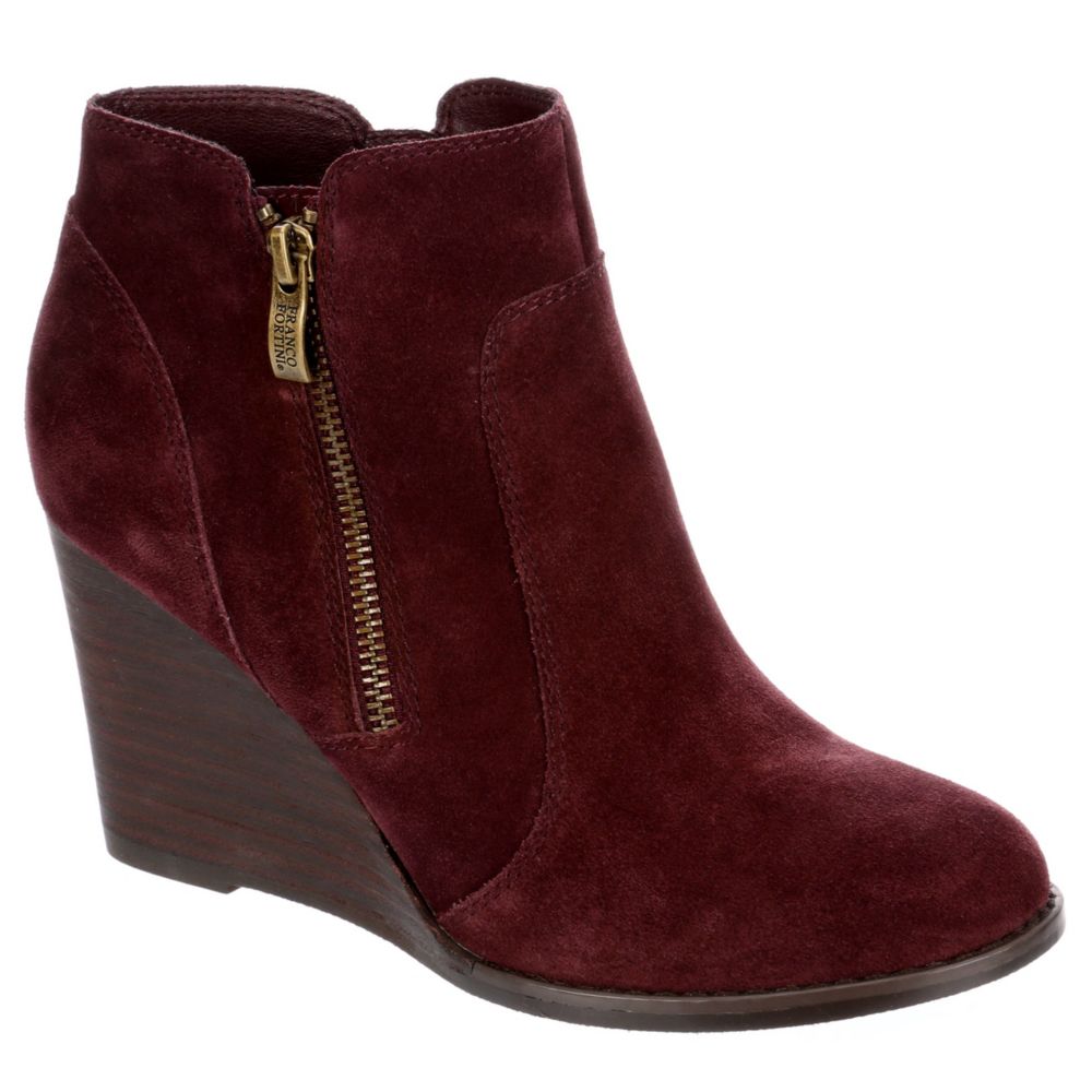 burgundy wedge boots