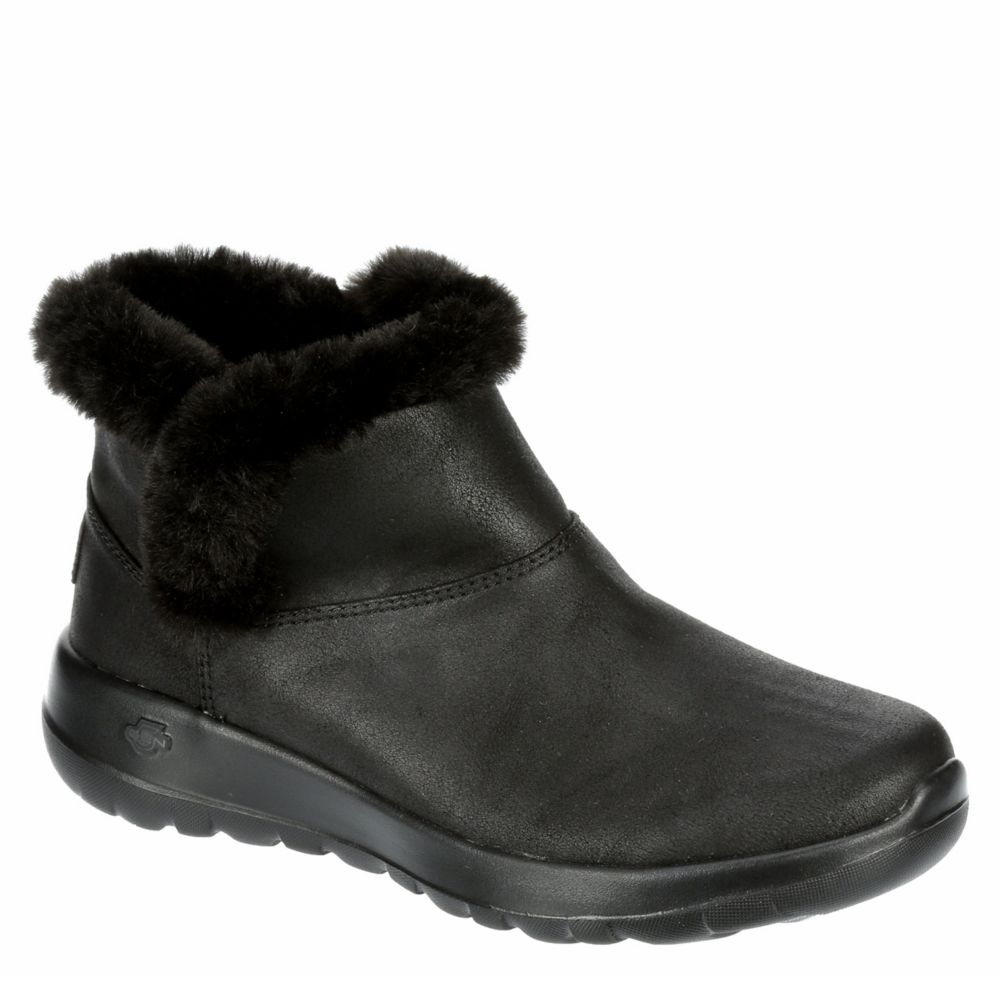 skechers black fur boots