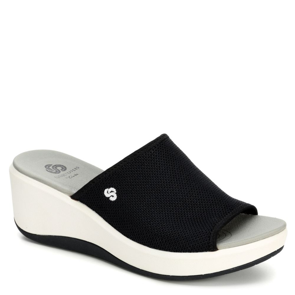 clarks black wedges