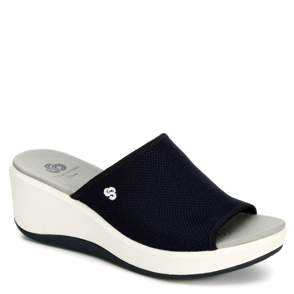 clarks navy wedges