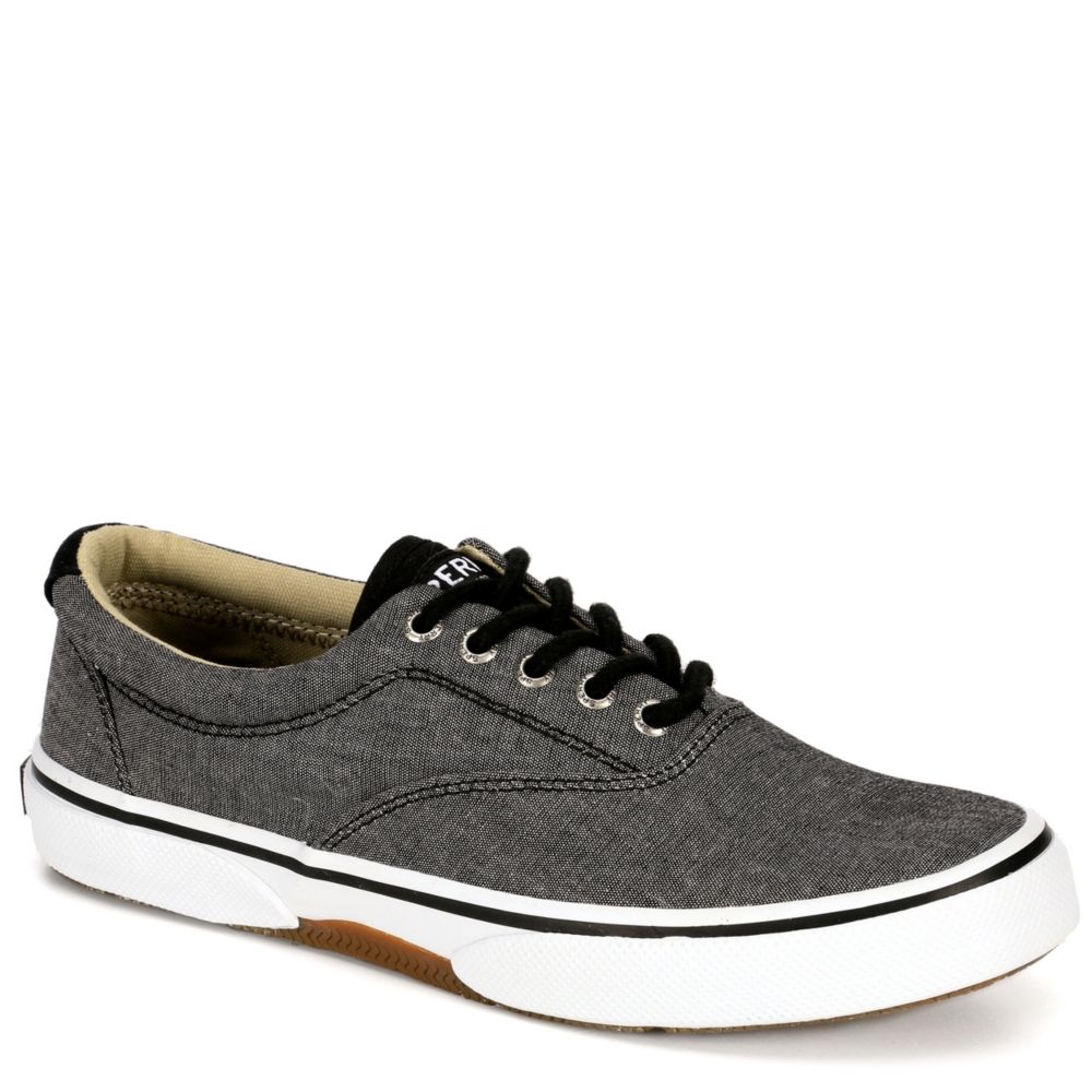 black and grey sperrys