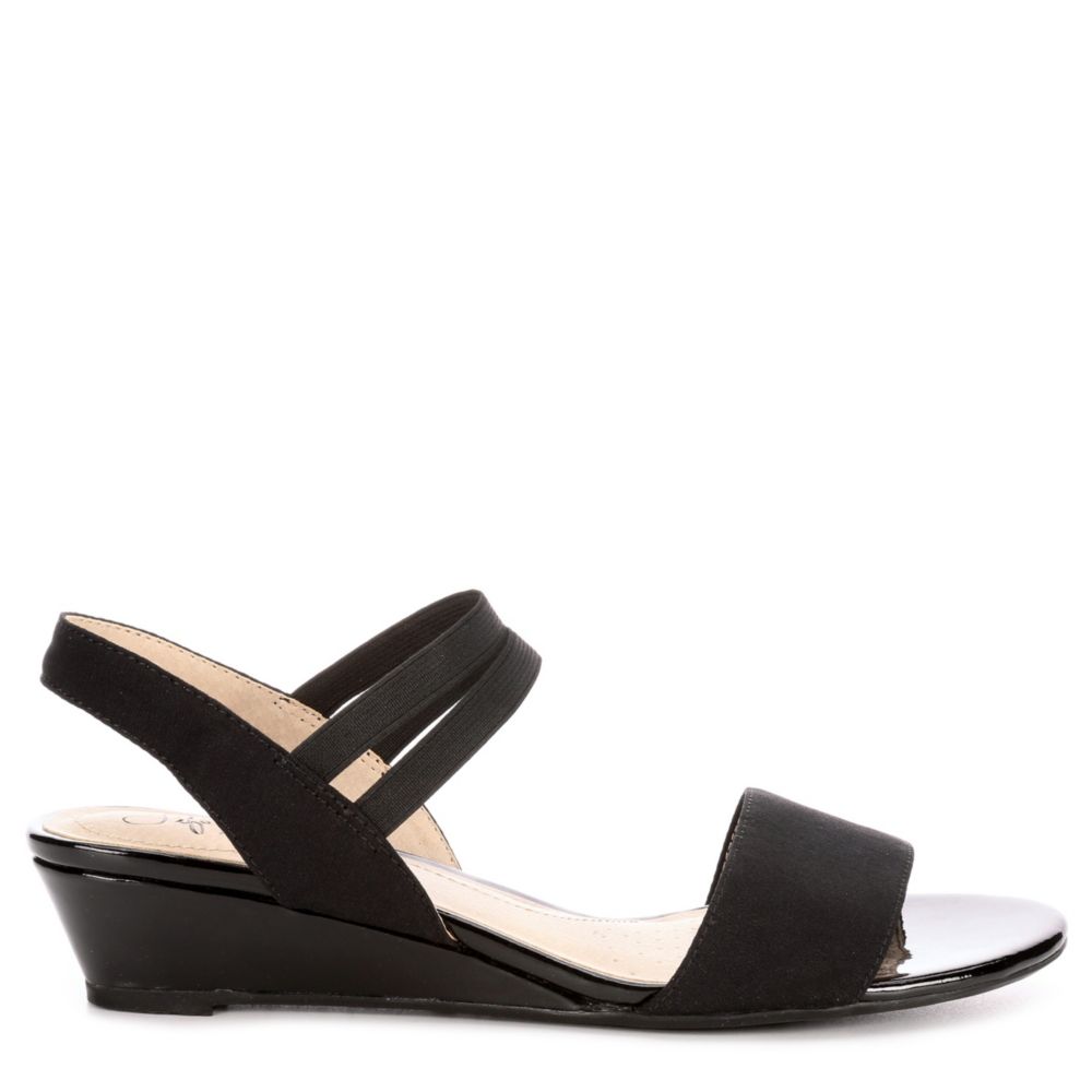 Black Womens Yolo Wedge Sandal | Lifestride | Rack Room Shoes