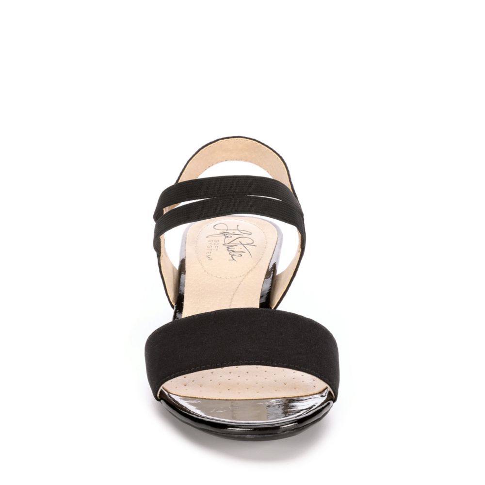 Black Lifestride Womens Yolo Wedge Sandal | Sandals | Rack Room Shoes