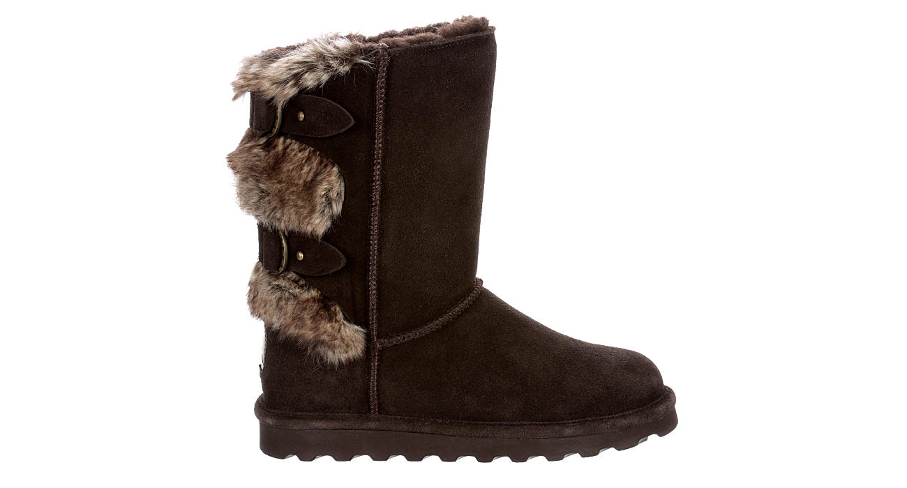 Bearpaw Women Boots Shoes Suede Dark Brown Chocolate 8" Faux Fur