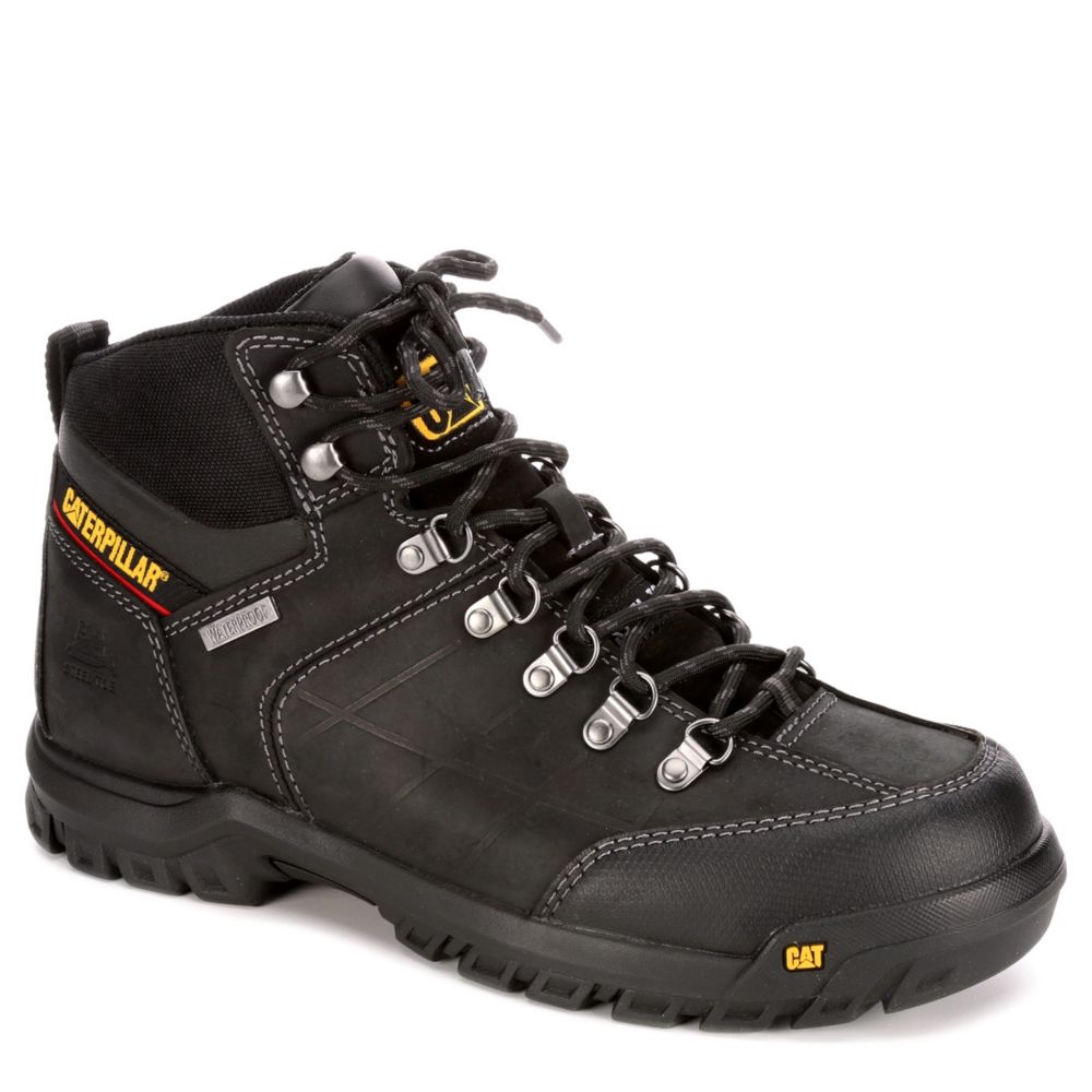Black Caterpillar Mens Threshold Waterproof Steel Toe Work Boot | Boots | Rack Shoes