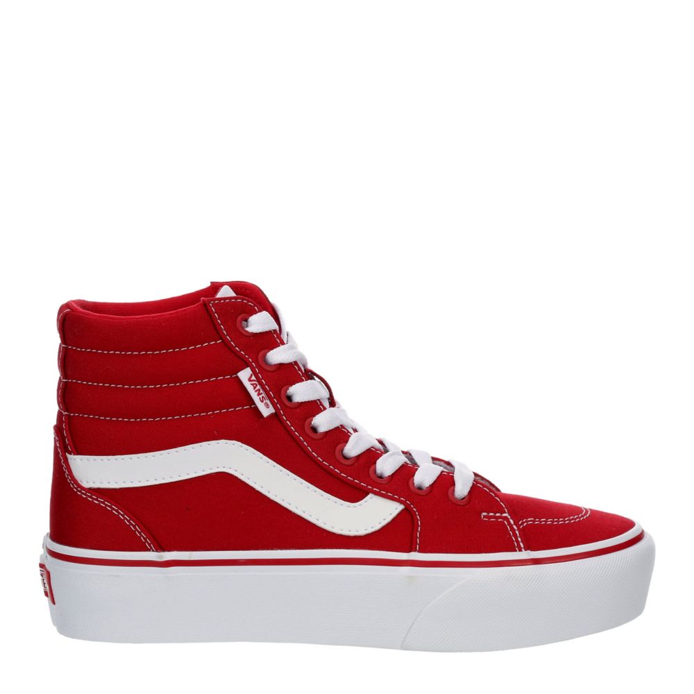 high top red vans outfit