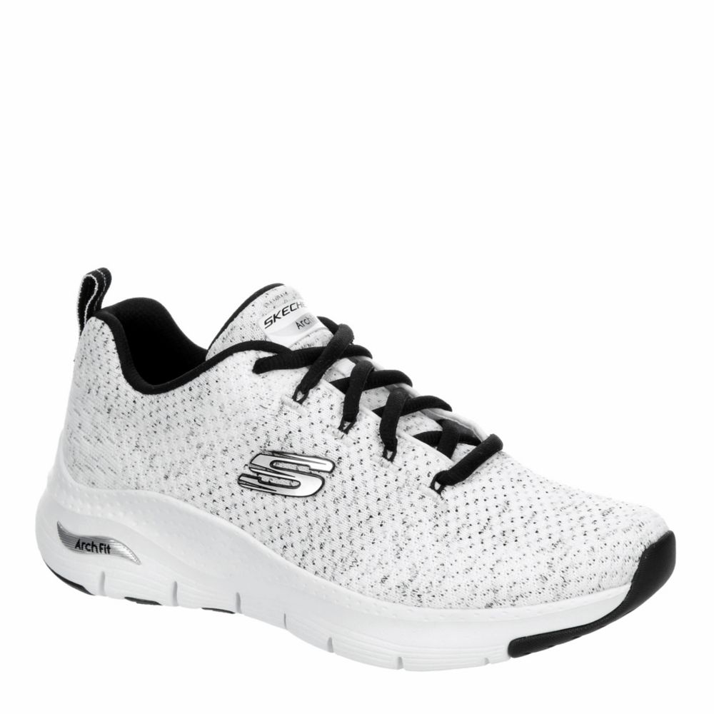 White Womens Arch Fit Glee For All Running Shoe, Skechers