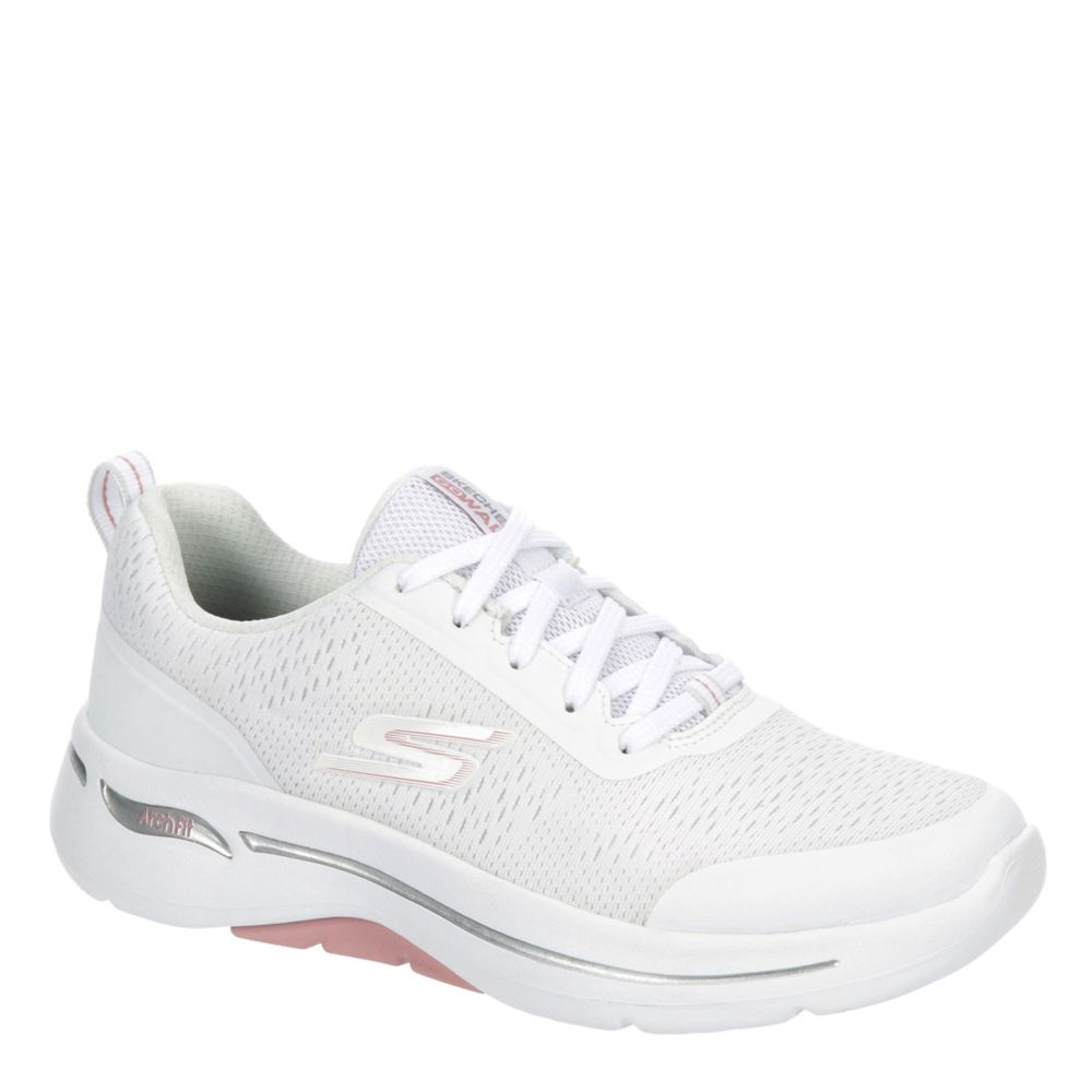 White Skechers Womens Arch Fit Lace Up Sneaker Walking Shoes Rack Room Shoes
