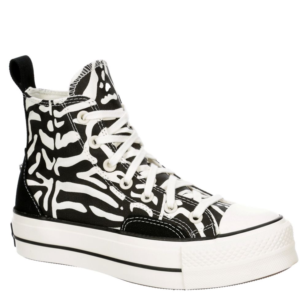 Black Converse Womens Chuck Taylor All Star High Top Platform | Animal Print | Rack Shoes