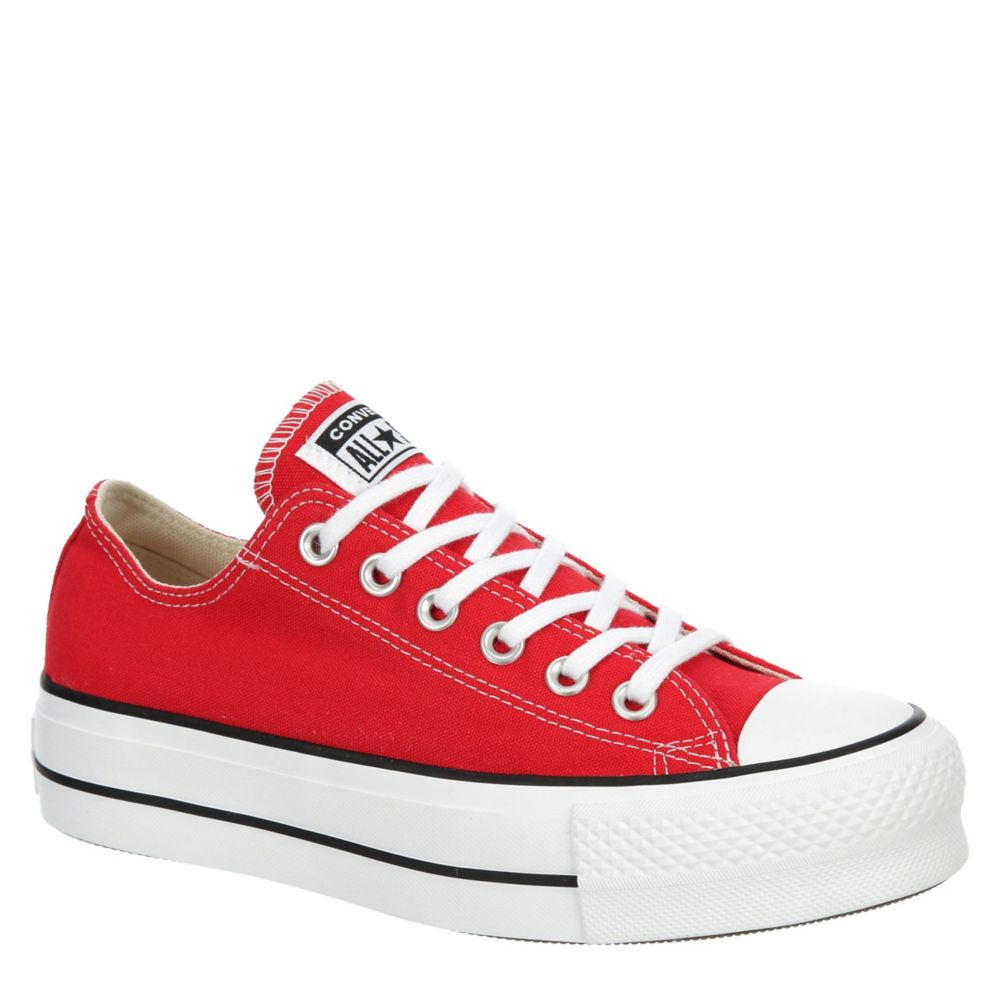 White and red converse low clearance tops