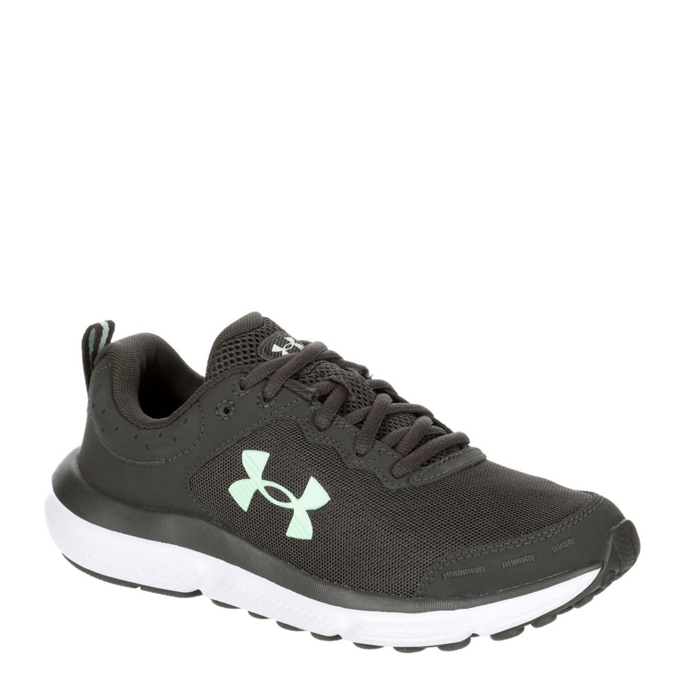 gray and black under armour shoes