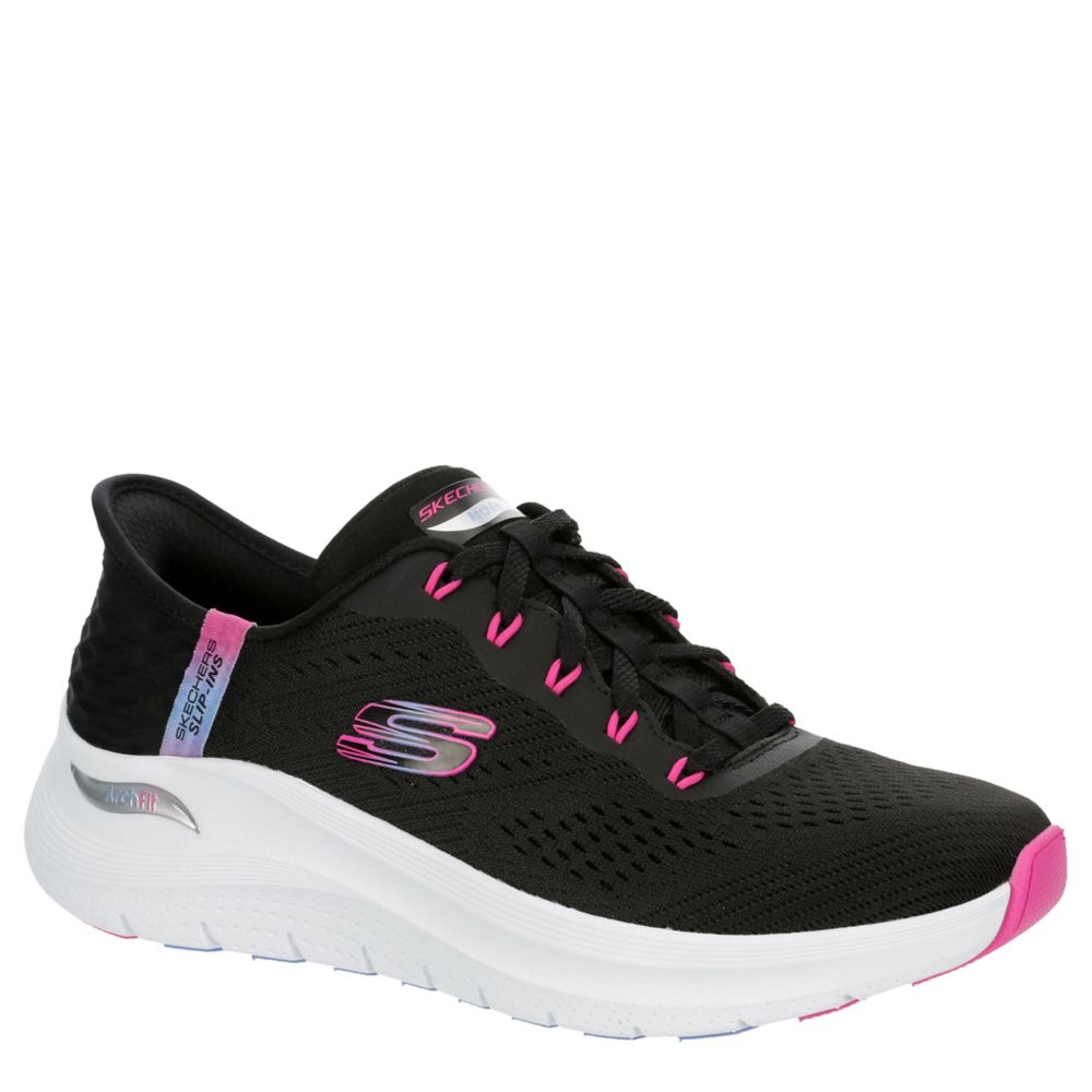 SKECHERS WOMENS SLIP INS ARCH FIT 2.0 EASY CHIC RUNNING SHOE BLACK