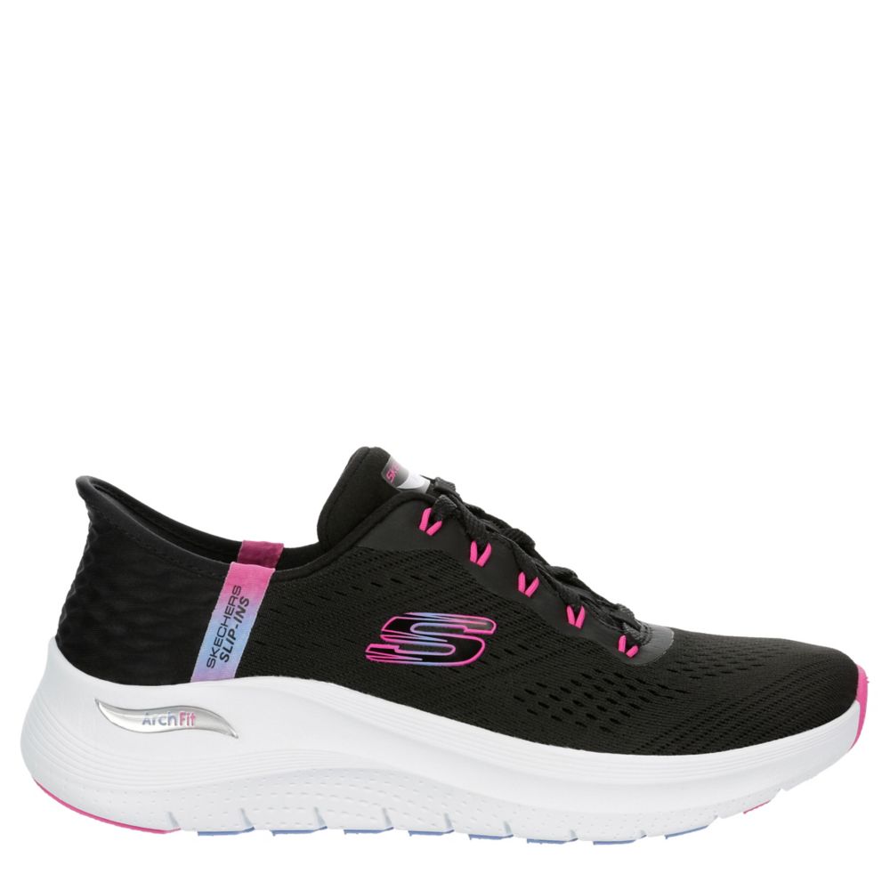 Black Womens Arch Fit Slip In Running Shoe | Skechers | Rack Room Shoes