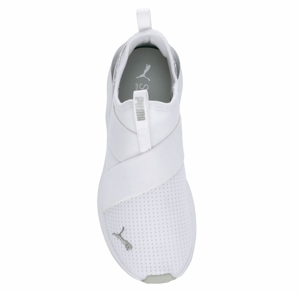 puma slip on white
