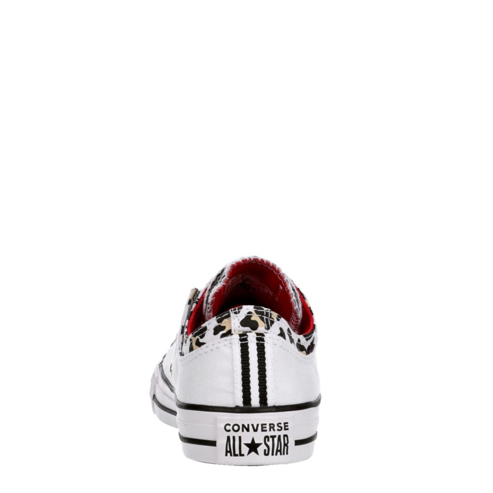 converse white & black double upper leopard trainers