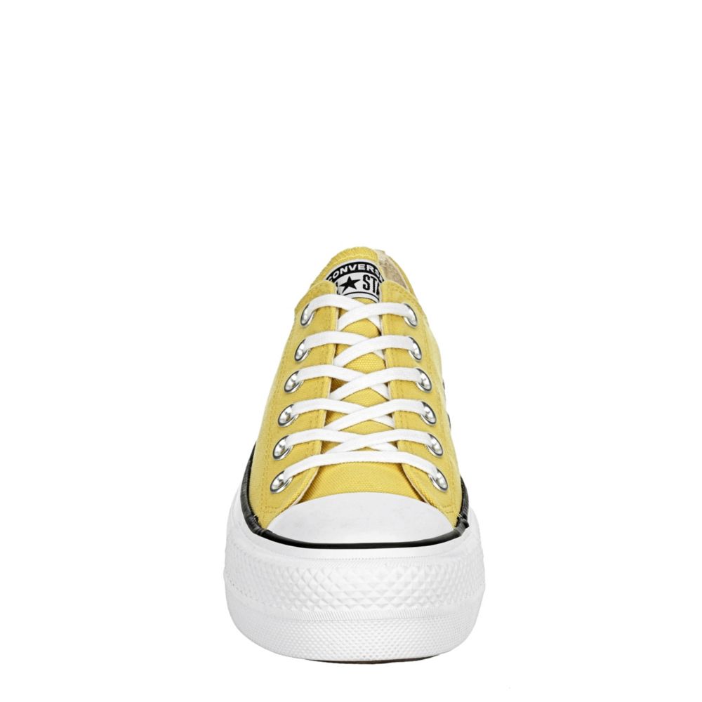 yellow all star clean lift platform trainers
