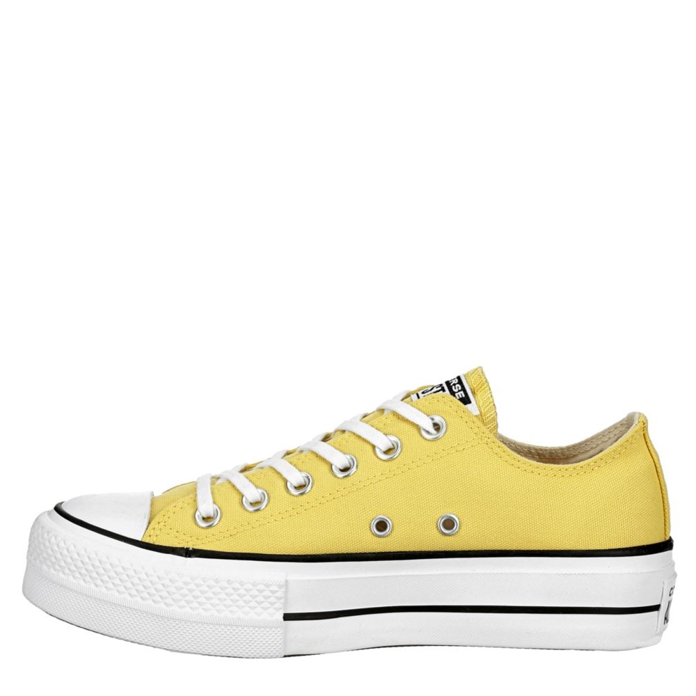 yellow all star clean lift platform trainers