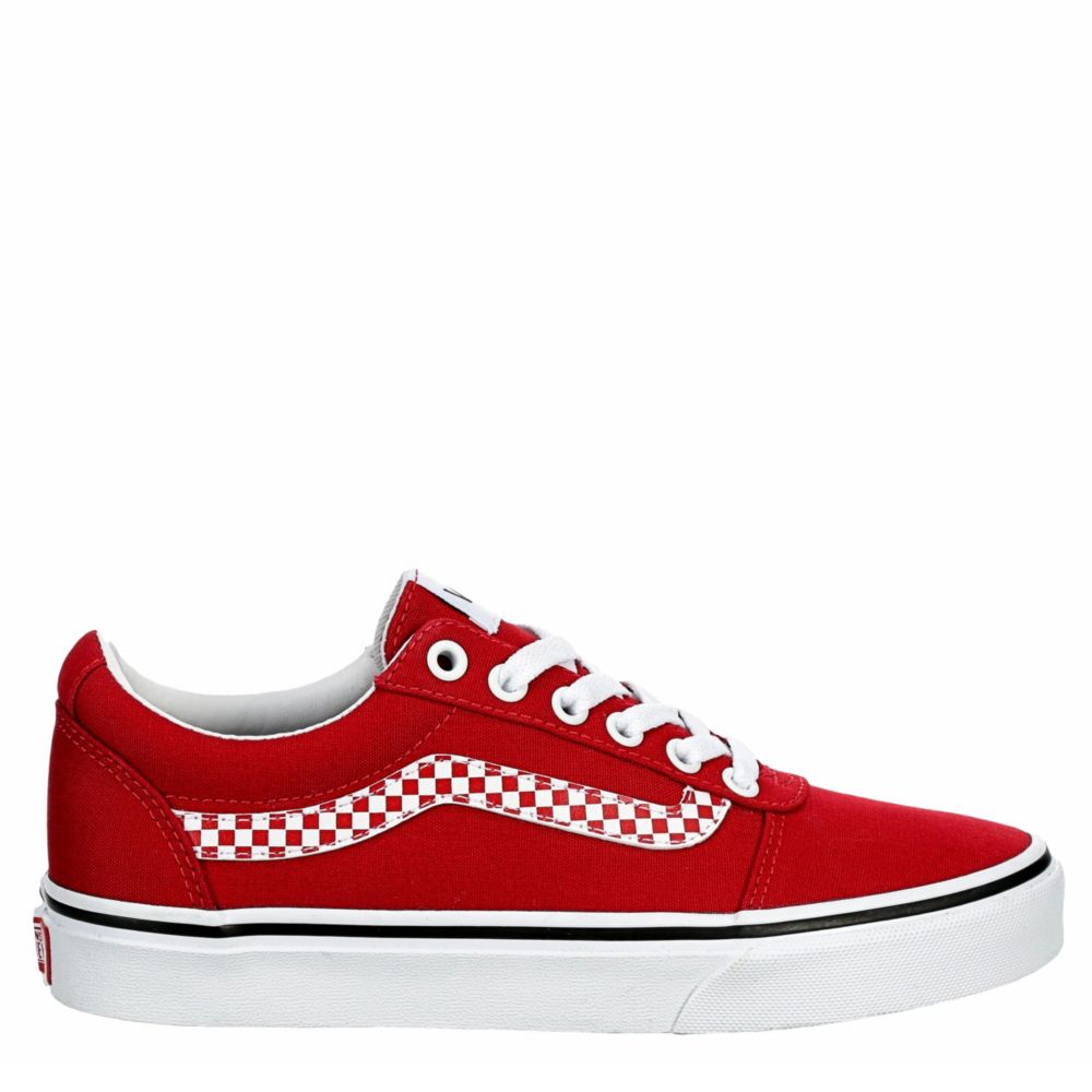 red and white high top vans
