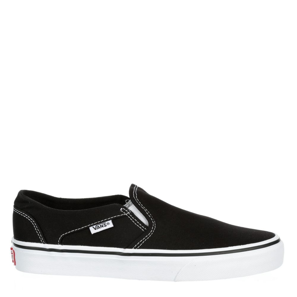 plain black vans slip ons