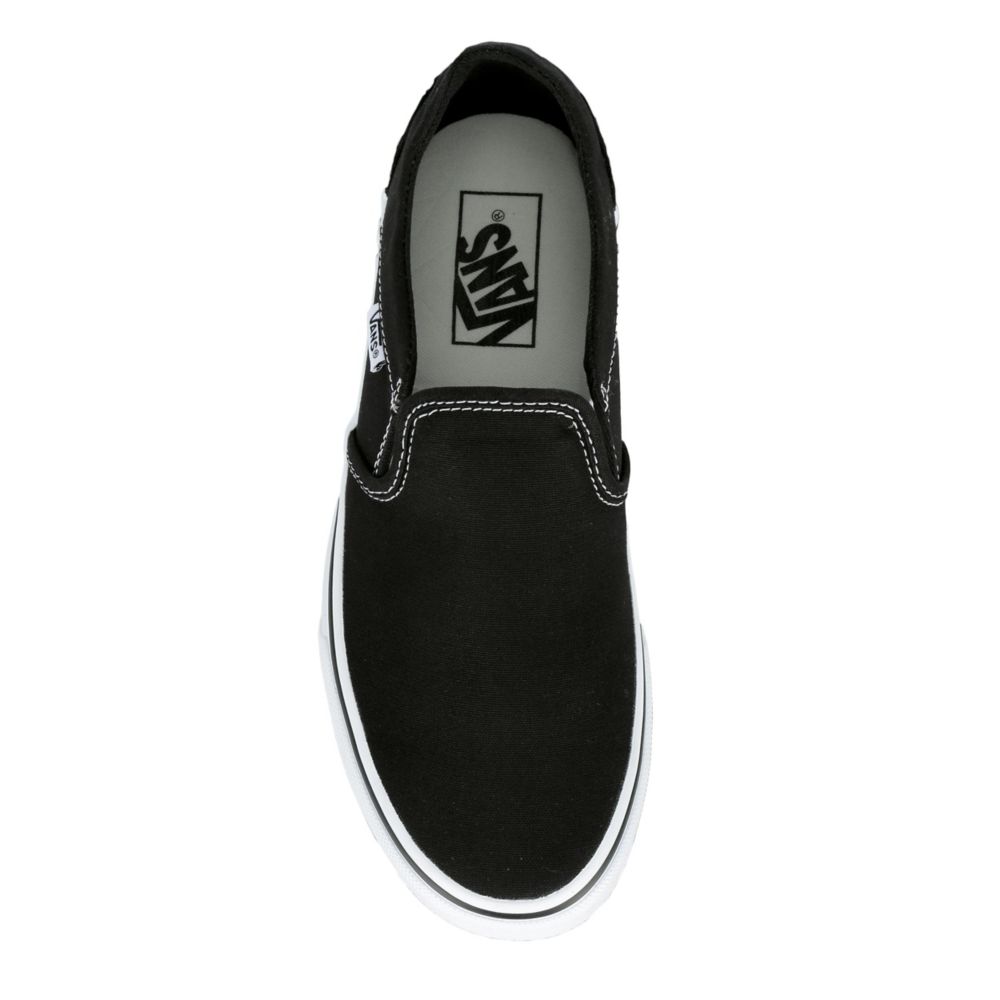 Black Vans Womens Asher Slip On Sneaker | Black & White | Rack Room Shoes