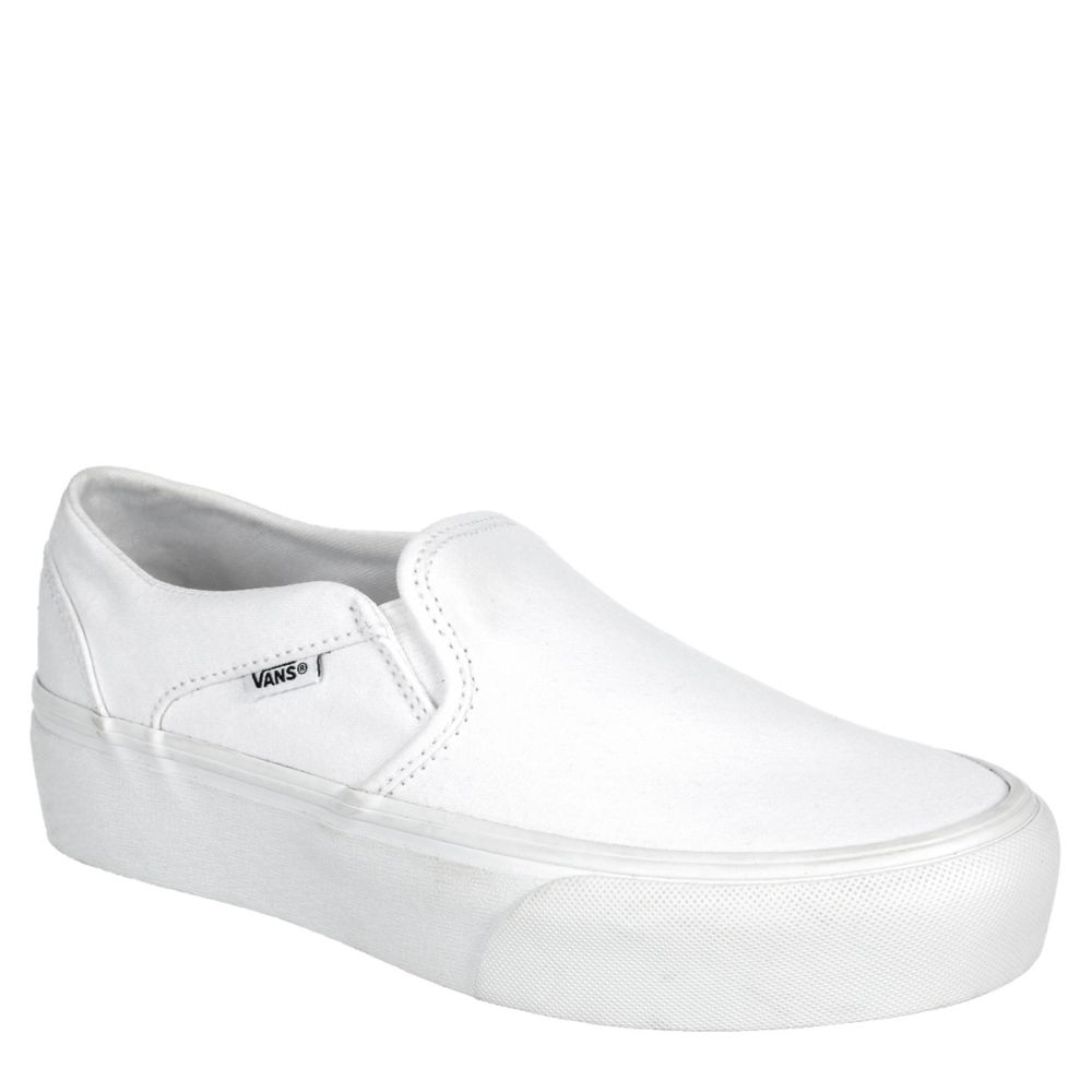 white slip on vans platform