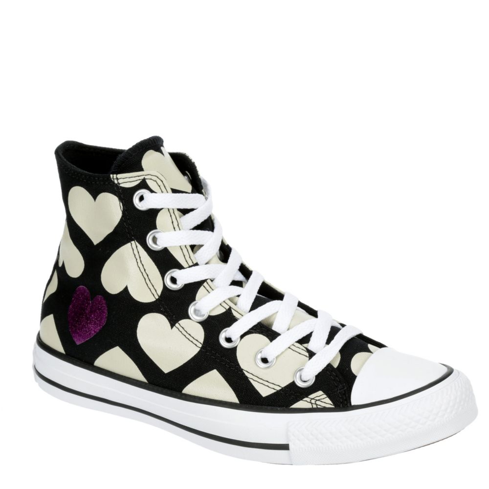 women's black and white high top converse