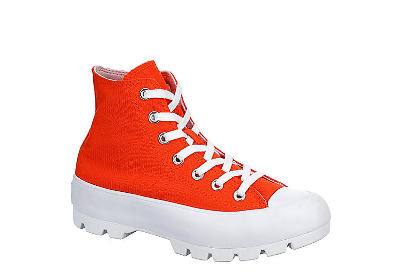 RED CONVERSE Womens Chuck Taylor All Star Lugged High Top Sneaker