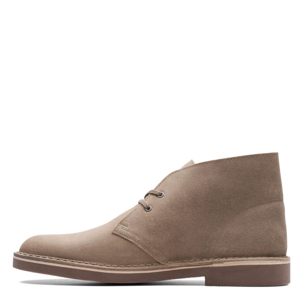 Taupe distressed cheap suede clarks