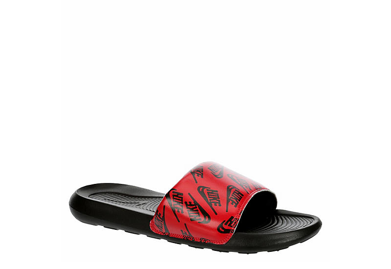 Red Nike Mens Victori One Print Slide Sandal, Sandals