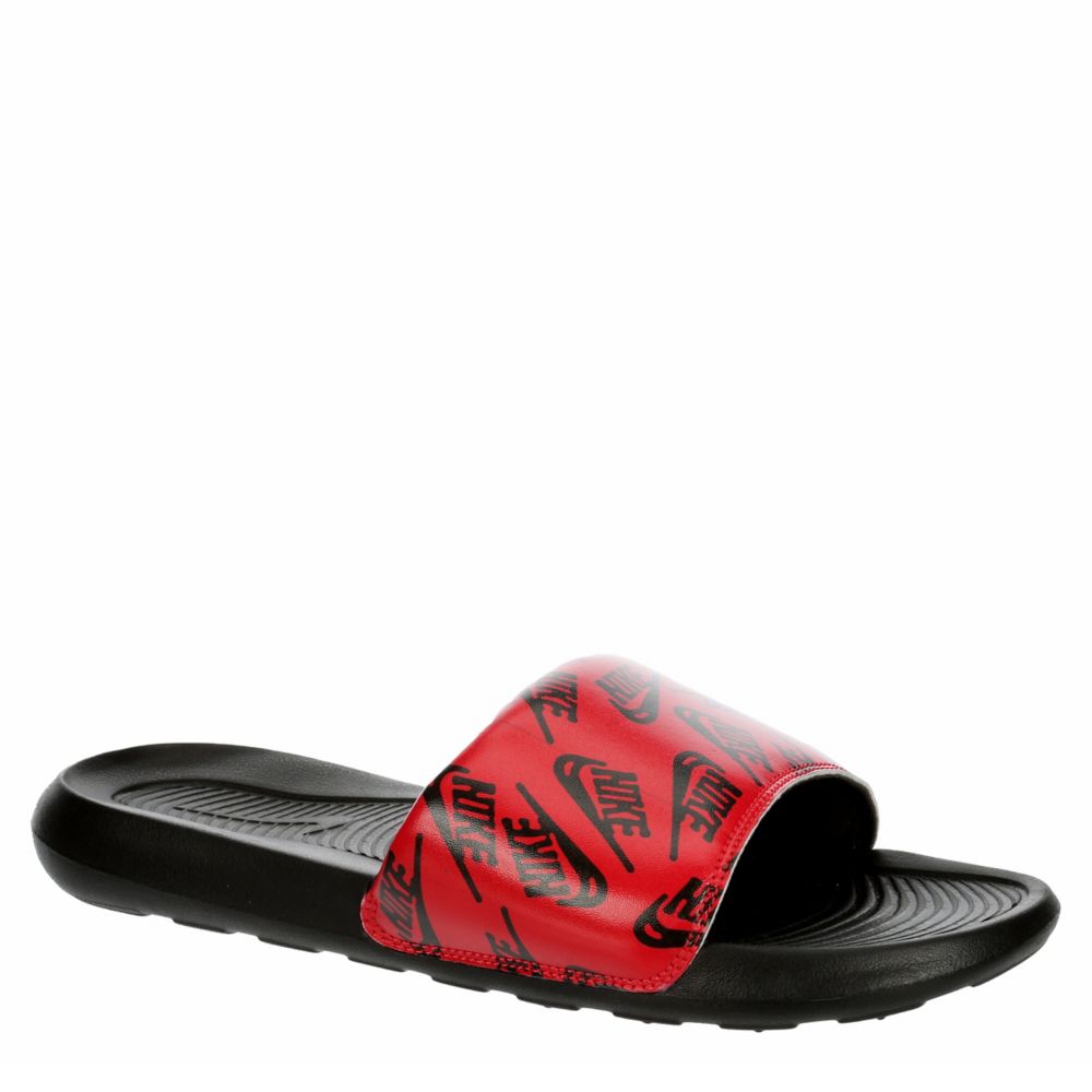 Red Nike Mens Victori One Print Slide Sandal, Sandals