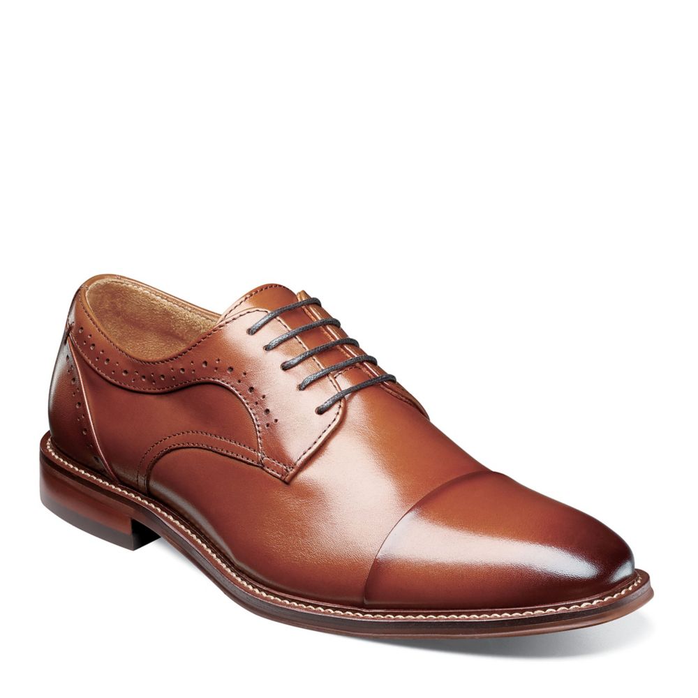 COGNAC STACY ADAMS Mens Maddox Cap Toe Oxford